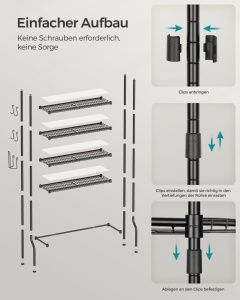 Ραφιέρα μπάνιου πάνω από WC Songmics Μαύρο 83x30x179 cm - Img 6