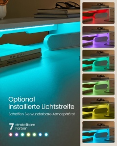 Ρυθμιζόμενο γραφείο Vasagle, Λευκό, LSD184W01, 60 x 140 x (72-120) - Img 2