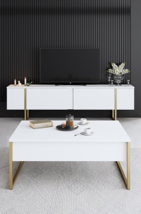 Σετ έπιπλα τραπεζαρίας Luxe Λευκό 160x35x80 cm - Img 5