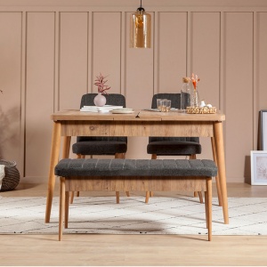 Σετ τραπέζι και καρέκλες 4 τεμάχια Vina 1053 Atlantic Pine-Ανθρακί