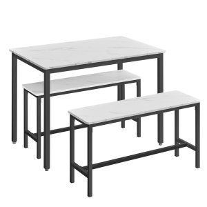 Σετ τραπέζι και πάγκοι Vasagle Λευκό 110x70x75 cm