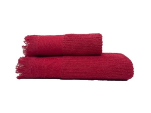 Σετ 2 πετσέτες Biella Κόκκινο 50x100 και 70x140 cm (Βαμβάκι 100%)