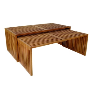 Σετ 2 τραπέζια κήπου Tinnie Boho Pako World Φυσικό 116x60x46 cm