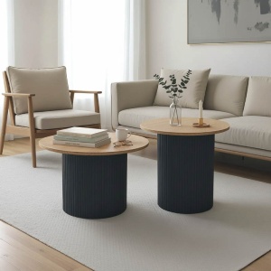 Σετ 2 τραπεζάκια σαλονιού Dovel Μπεζ 70x70x50 cm