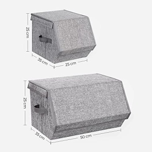 Σετ 3 κουτιά αποθήκευσης, Songmics, Γκρι, 25x35x25 cm - Img 5