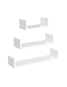 Σετ 3 κρεμαστά ράφια, Songmics, LWS66W, Λευκό, 30/45/60 cm