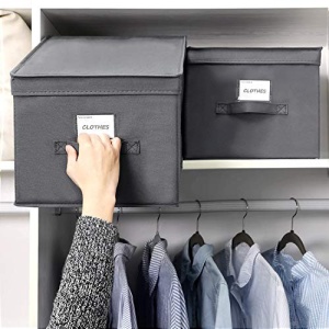 Σετ 3 πτυσσόμενα κουτιά αποθήκευσης, Songmics, Γκρι, 40x30x25 cm - Img 4