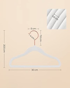 Σετ 50 βελούδινες κρεμάστρες για παιδιά, Songmics, Λευκό, 30x0.5x20.5 cm - Img 7