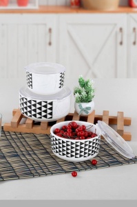 Σετ 6 δοχεία αποθήκευσης τροφίμων Trigon Storage Box 12/14/16 cm 3 Pieces, Λευκό Μαύρο