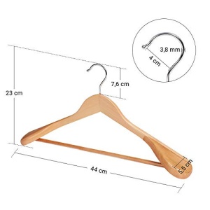 Σετ 6 ξύλινες κρεμάστρες, Songmics, Φυσικό-Ασημί, 44.5x23.5x5.5 cm - Img 5