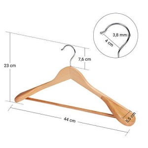 Σετ 6 ξύλινες κρεμάστρες, Songmics, Φυσικό-Ασημί, 44.5x23.5x5.5 cm - Img 5