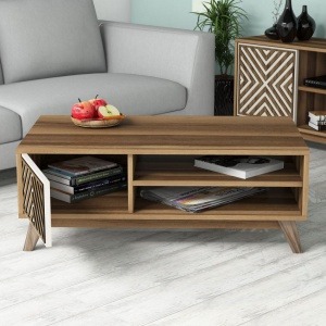 Σετ Comoda TV και τραπεζάκι σαλονιού σαλονιού İnci Walnut-Cream - Img 4