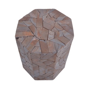 Σκαμπό Sity ξεβαμμένο γκρι από μασίφ ξύλο Suar 32x32x40 cm - Img 2