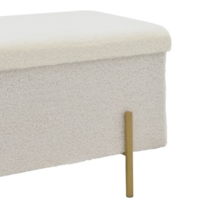 Σκαμπό Ziwel με καπάκι teddy Λευκό-χρυσό 80x40x40 cm - Img 5
