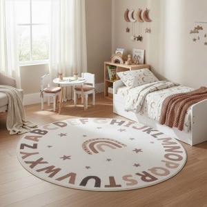 Στρογγυλό Χαλί Coco V3 Κρεμ 120x120 cm - Img 3