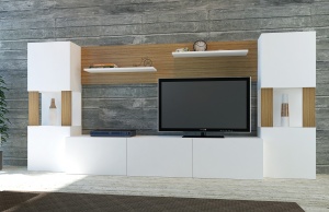 Σύνθεση TV Lore, Λευκό-Teak - Img 2