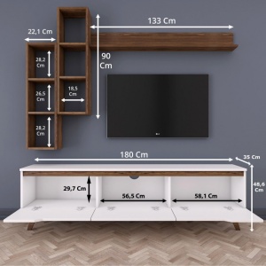 Σύνθεση TV M16-804, Λευκό-Καρυδί - Img 3