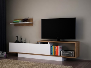 Σύνθεση TV Asos, Λευκό-Καρυδί