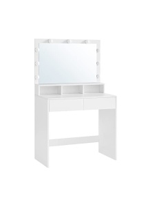Τουαλέτα μακιγιάζ Vasagle, 9 φώτα, Λευκό, RDT120T10, 40x80x140 cm