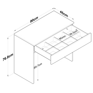 Τουαλέτα μακιγιάζ Bj104 Λευκό 90x76.8x45 cm - Img 6