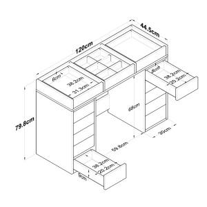 Τουαλέτα μακιγιάζ BJ105 Λευκό 120x79.8x44.5 cm - Img 9