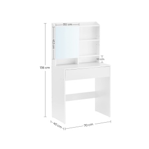 Τουαλέτα μακιγιάζ Vasagle Λευκό 70x40x136 cm - Img 6