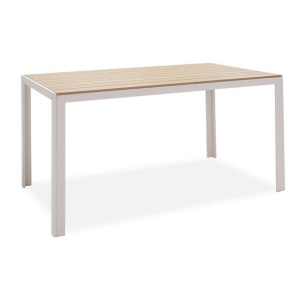 Τραπέζι κήπου Nares Λευκό-Φυσικό 140x80x72.5 cm