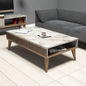 Τραπεζάκι σαλονιού Milan Walnut-Λευκό