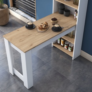 Τραπέζι κουζίνας με ράφια JA102 Καρυδί 120x153.6x53.8 cm - Img 3