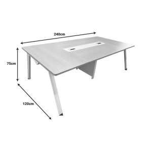 Τραπέζι συνεδριάσεων Armadi, Pako World, Γκρι-Λευκό, 240x120x75 cm - Img 8