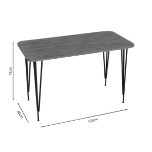 Τραπέζι Palkon Δρυς μελαμίνης μέταλλο Μαύρο 120x60x73 cm - Img 3