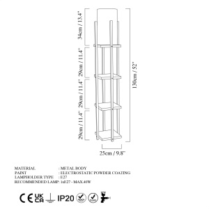 Φωτιστικό Δαπέδου Shelf Μαύρο 25x25x130 cm - Img 5