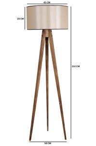 Φωτιστικό Δαπέδου Tripod Yanık Lambader Silindir 15-3 Abajurlu Καφέ - Img 4