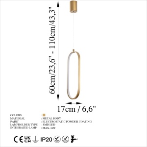 Φωτιστικό οροφής Can Χρυσό 17x50x110 cm - Img 6
