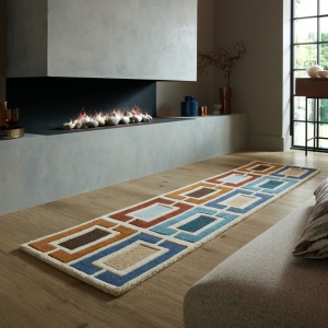 Χαλί Διαδρόμου Illusion Retro Blocks Μπλε 60X230 cm, Flair Rugs