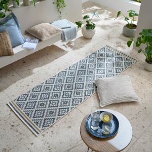 Χαλί Διαδρόμου Zia Trellis Outdoor Μπλε 80x230 cm, Flair Rugs