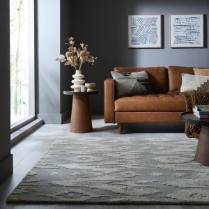 Χαλί Dion Ikat Wool Μπλε 160x230 cm, Flair Rugs