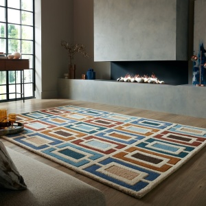Χαλί Illusion Retro Blocks Μπλε 200X290 cm, Flair Rugs