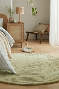 Χαλί Lino Leaf Πράσινο Sage 160X160 cm, rotund, Flair Rugs