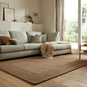 Χαλί Textured Wool Border Καφέ 120X170 cm, Flair Rugs