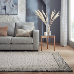 Χαλί Bobble Wool Border Μπλε 120X170 cm, Flair Rugs