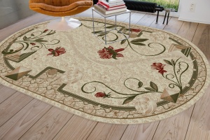 Χαλί Modern, Lotos 587, Κρεμ / Μπεζ, Oval, 60x110 cm, 1800 gr/mp - Img 2