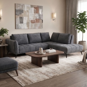 Canapea de colt stanga Belanza, Gri inchis, 213x265x90 cm
