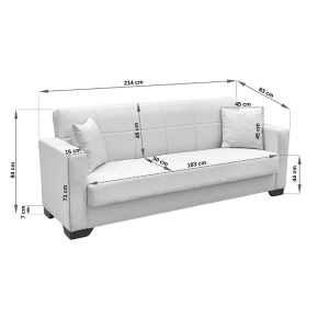 Canapea extensibila cu spatiu de depozitare Vox, Antracit, 180x75x85 cm - Img 6