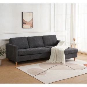Canapea Firenze, Gri inchis, 151x83x219x80 cm - Img 3