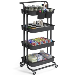 Carucior depozitare, Pataye, Negru, 42.5x35.7x115 cm