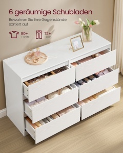 Comoda cu sertare, Kailyn, Vasagle, Alb, 119.4x40x75 cm
