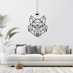 Decoratiune de perete din metal, Wolfo, Negru, 0.2x40x40 cm - Img 2