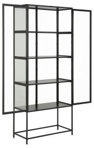 Dulap cu vitrina Seaford, Negru, 185.6x77x35 cm - Img 4