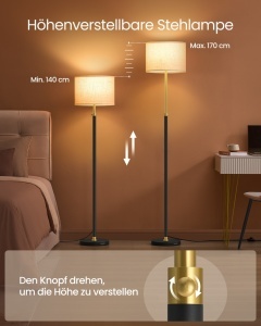 Lampadar LED, Lusia, Vasagle, Negru, 30x30x171 cm - Img 2